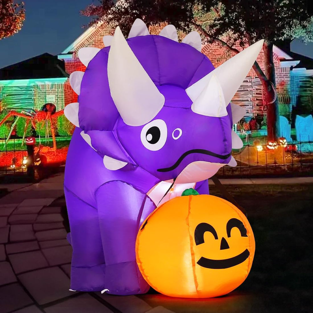 GOOSH 5 FT Width Halloween Inflatables Dinosaur Outdoor Decorations Blow Up Y...