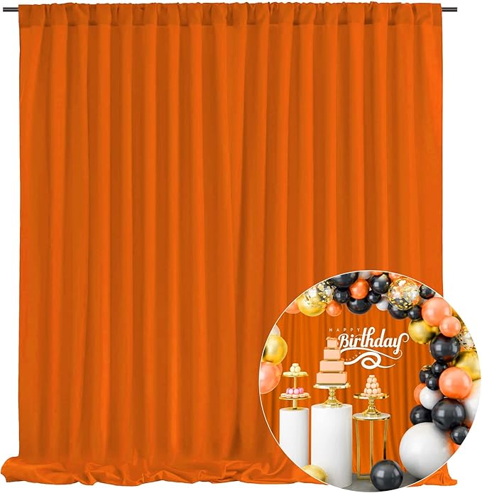 10 x 7 Feet Orange Backdrop Curtain for Partie, Background Curtains for Photo...
