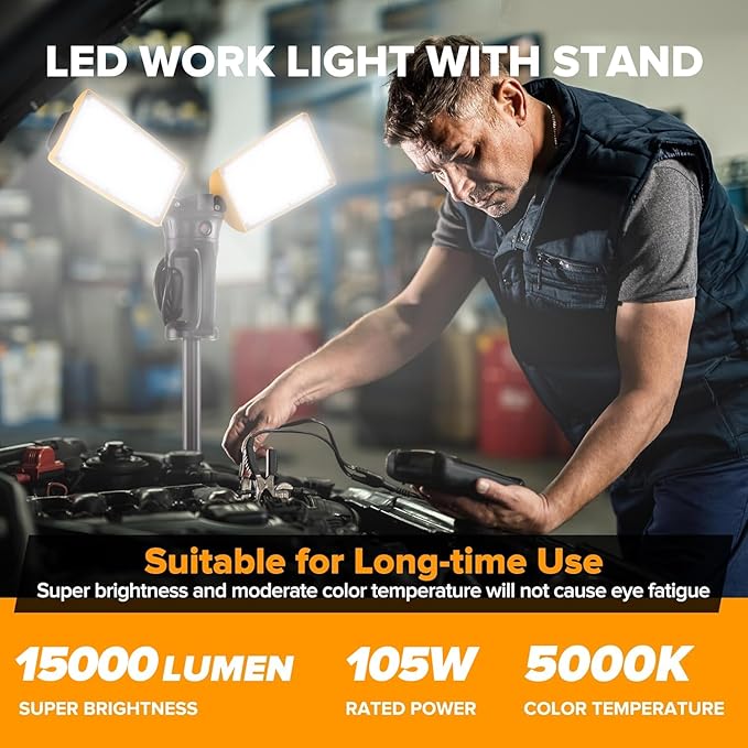 LUTEC 【Upgraded】 6290Pro 15000 Lumen 105 Watt Dual-Head LED Work Light