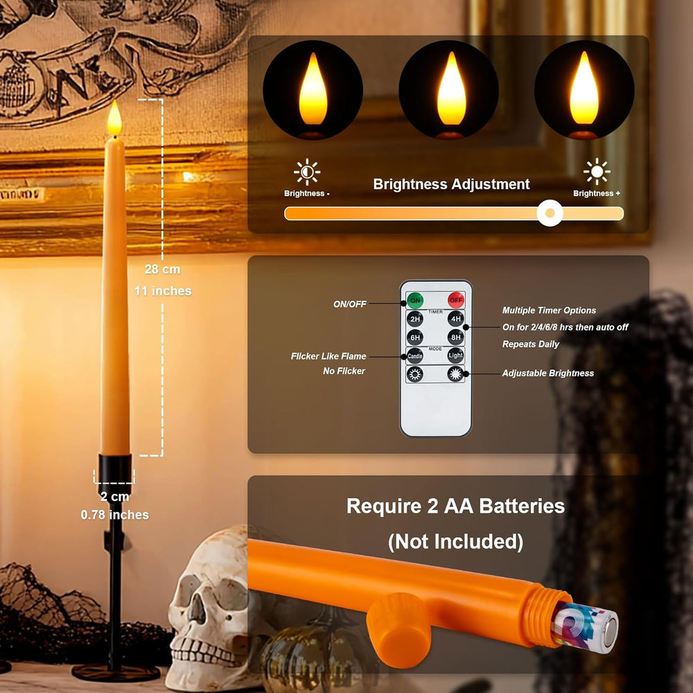 Homemory 12 Pcs Flameless Taper Candles with Remote Timer Dimmer, 11 inches O...