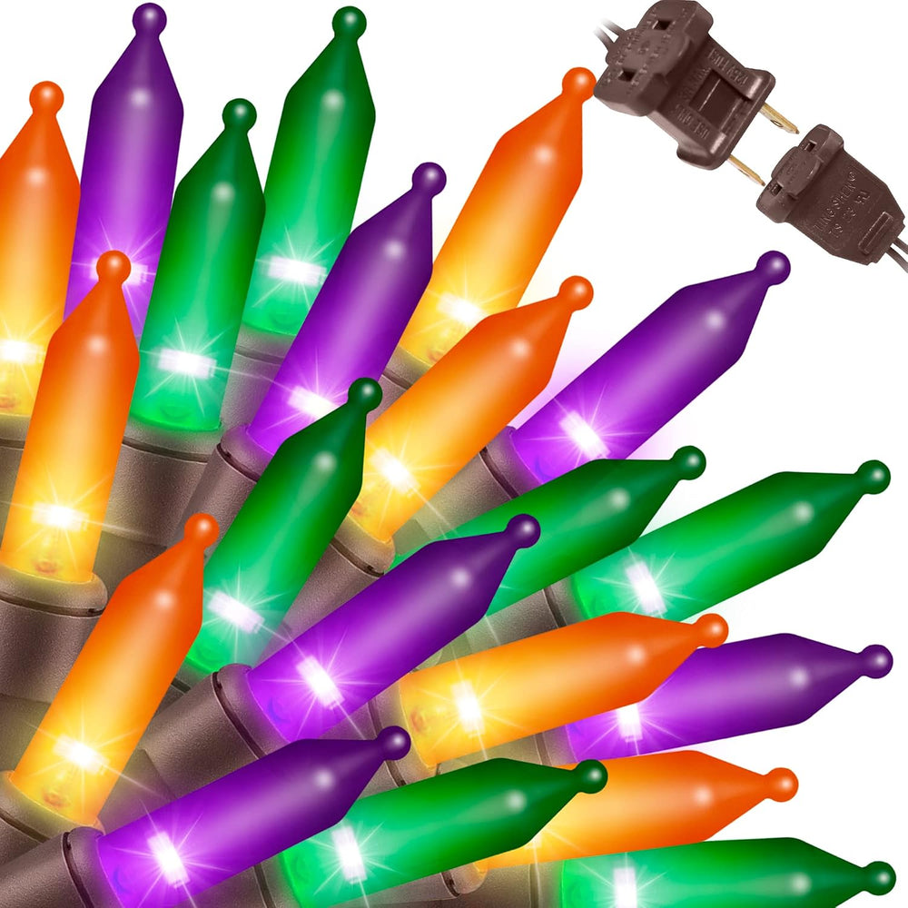 LAMPHOME Halloween String Lights - Orange Purple Green Mini Lights, 150count ...