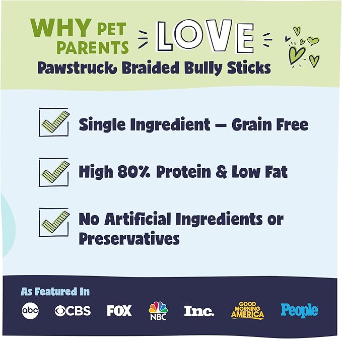 Pawstruck Natural 12” Braided Bully Sticks (25 Count)