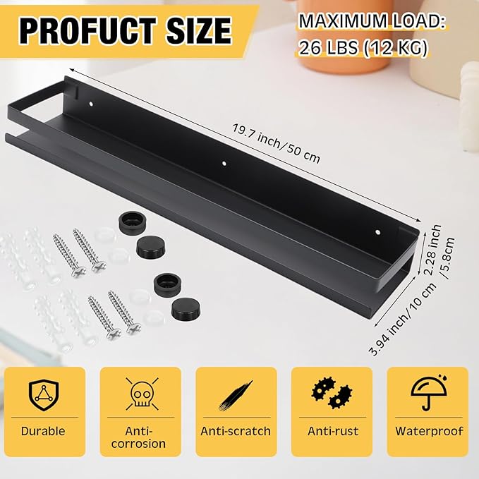 Lallisa 2 Pieces Stainless Steel Shelf Bathroom Shower Floating Shelves Wall