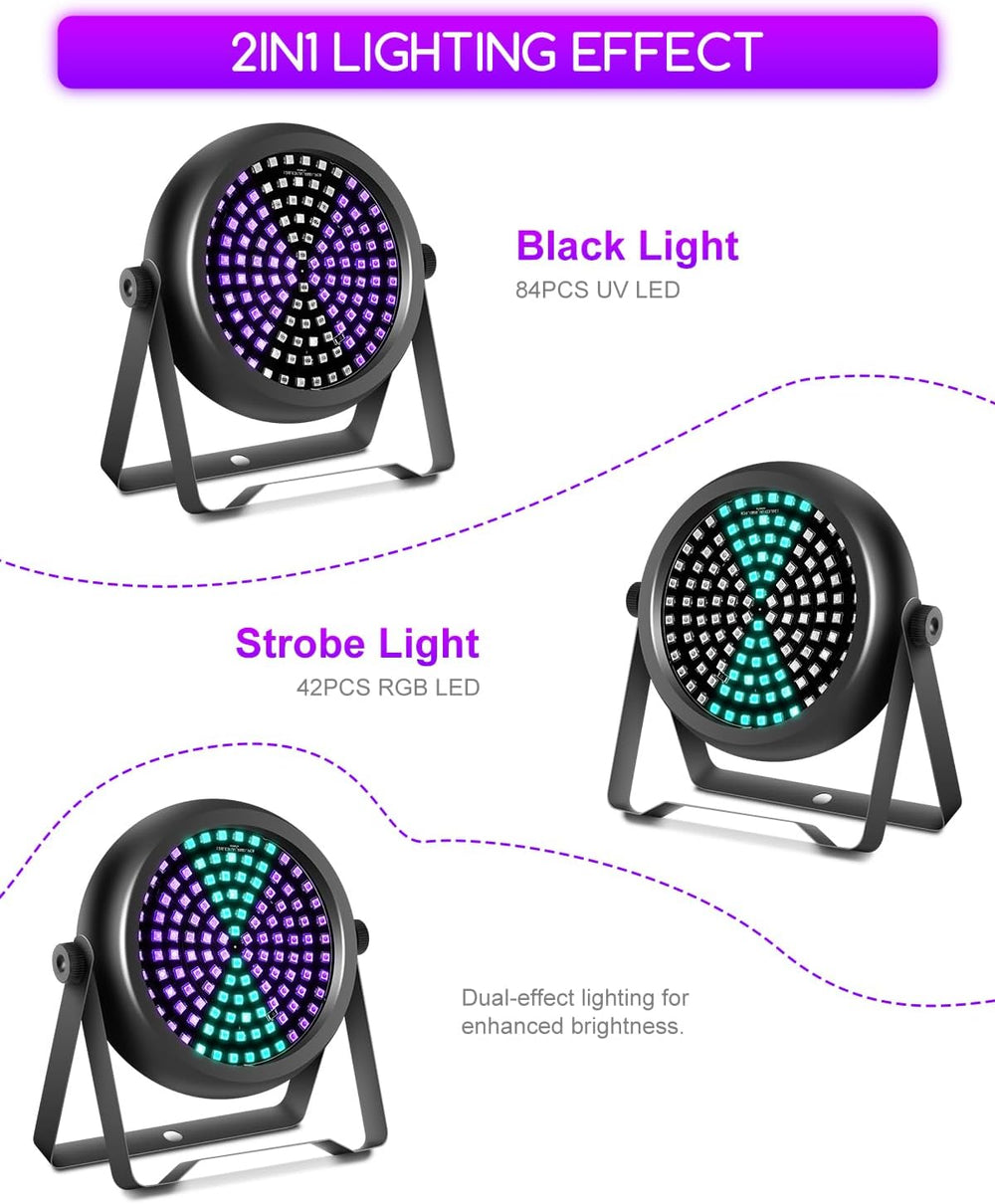 Telbum Strobe Light for Parties, 126 LED RGB+UV Strobe Light Halloween, DJ Li...