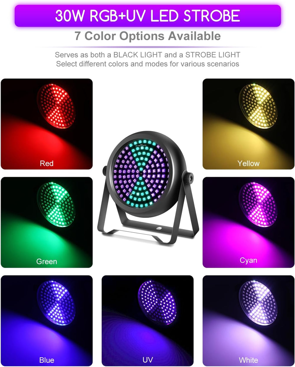 Telbum Strobe Light for Parties, 126 LED RGB+UV Strobe Light Halloween, DJ Li...