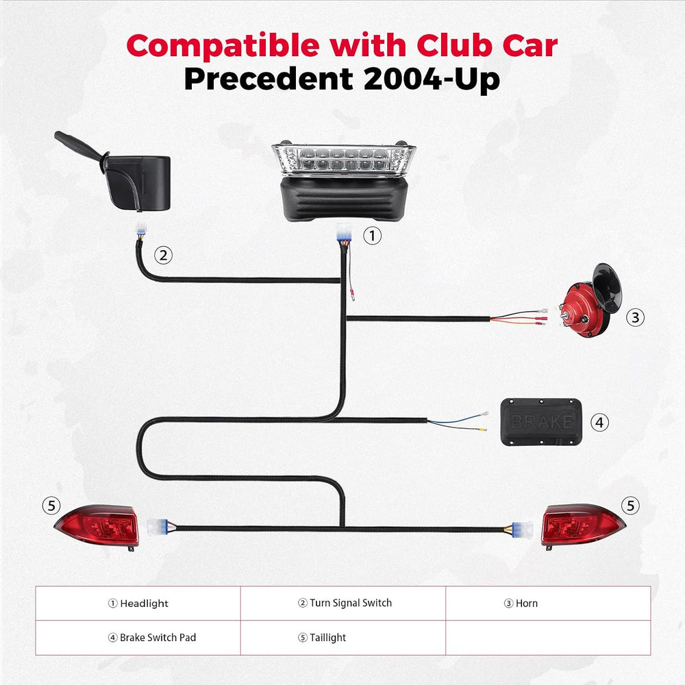KEMIMOTO Deluxe Light Kit Compatible with Club Car Precedent 2004-Up