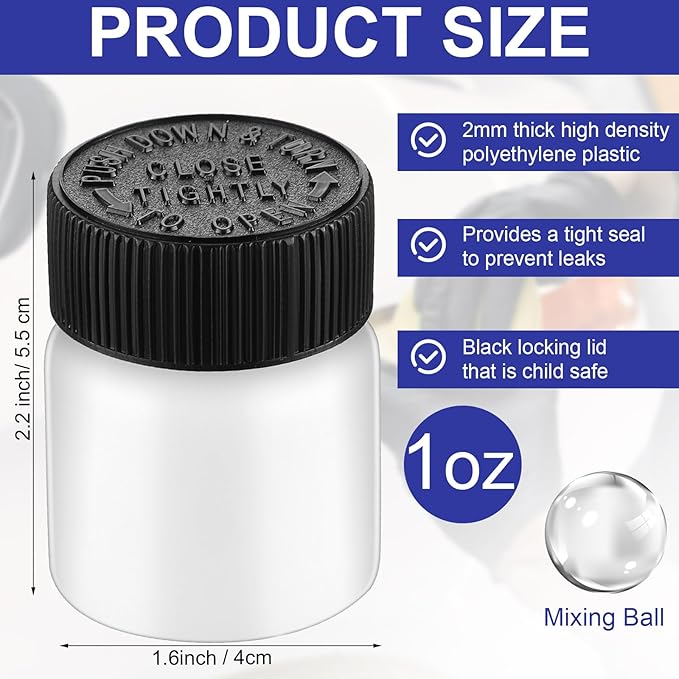 Maxcheck 180 Pcs Empty Touch Up Paint Bottles Container 1oz 30ml Reusable Small