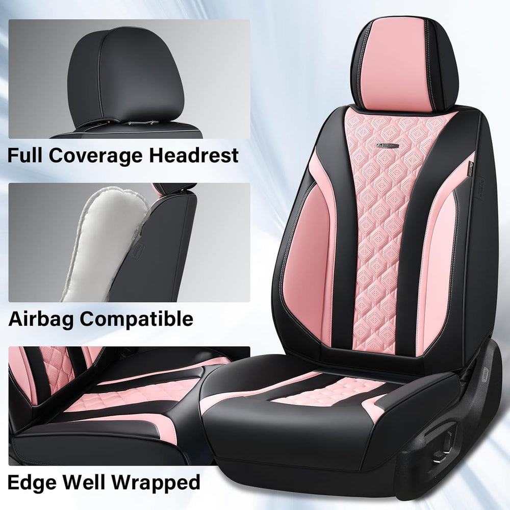 Coverado Seat Covers, Car Seat Covers Front Seats, Perforated Diamond Leather...