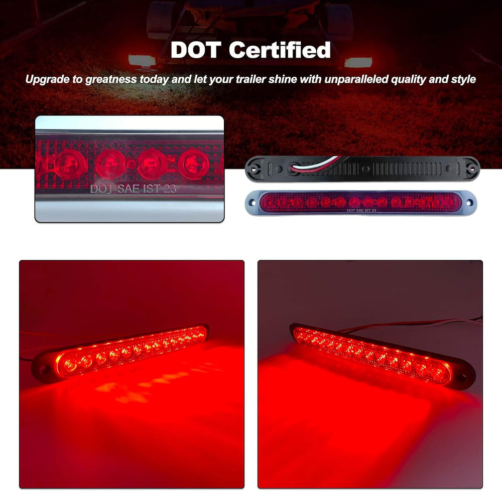 Submersible LED Trailer Light Kit Rectangle American Flag Designed 3rd Brake ...
