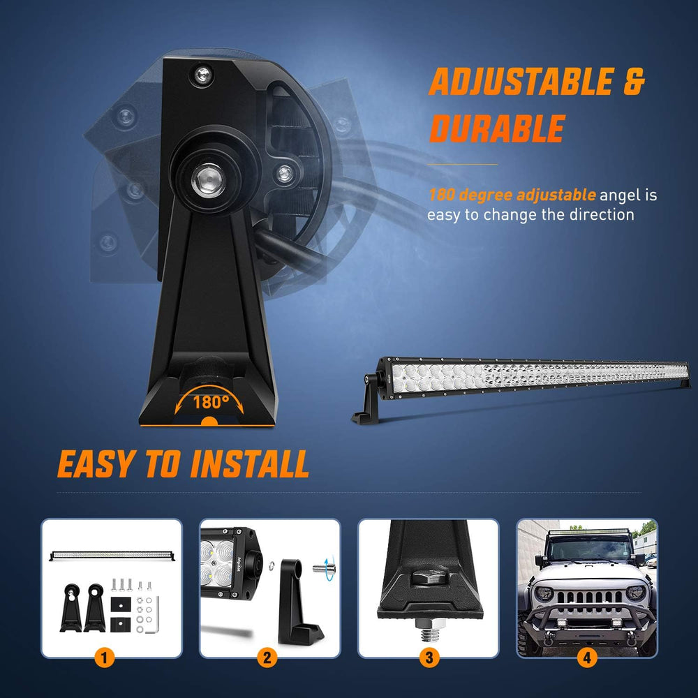 Nilight - ZH023 52Inch Spot Flood Combo Led Light Bar 2PCS 4Inch 18W Spot LED...