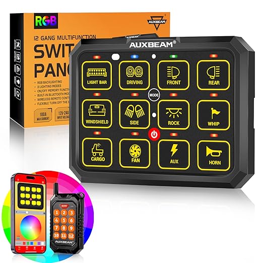 Auxbeam 12 Gang Switch Panel Bluetooth RGB AC-1200