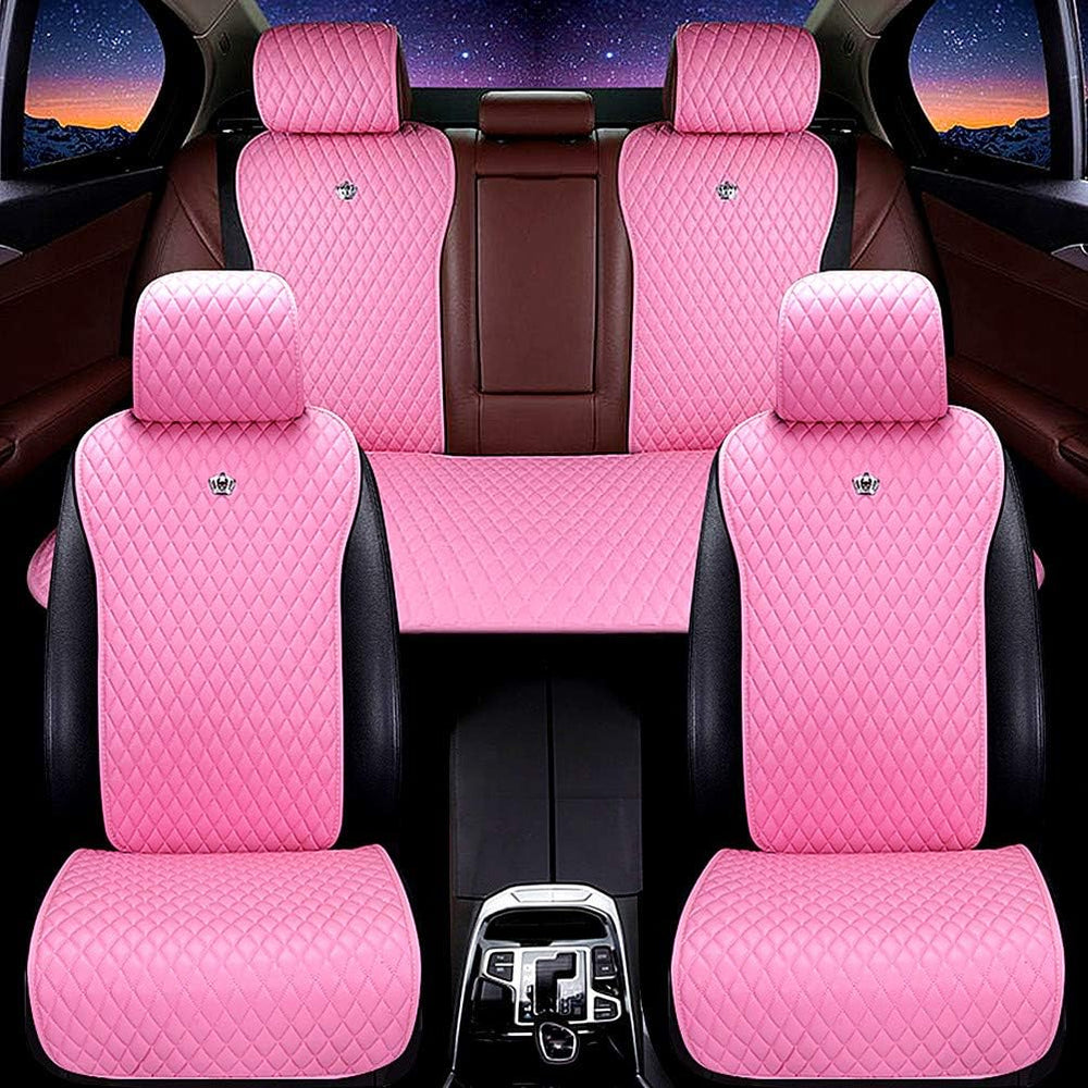 Red Rain Pink Car Seat Covers Leather Universal Seat Covers Full Set