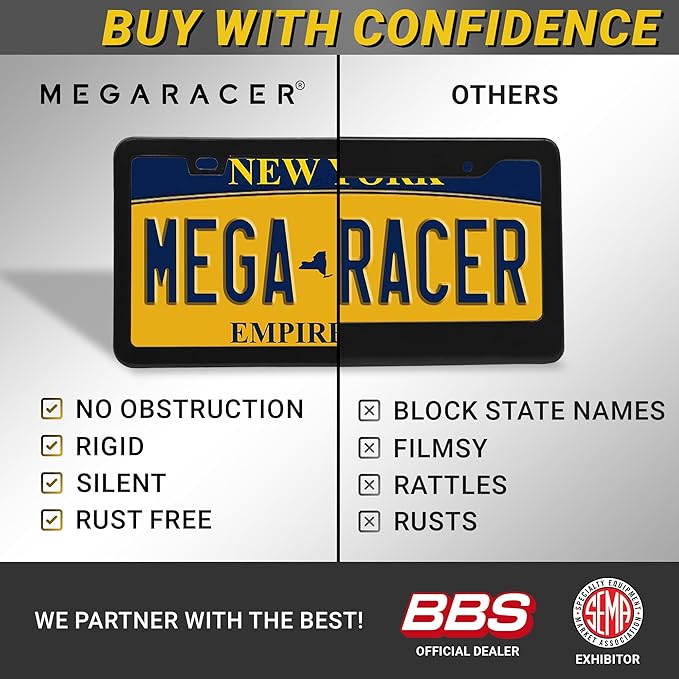Premium Slim Matte Black License Plate Frames – Best Value 4 Pack, Rust-Free