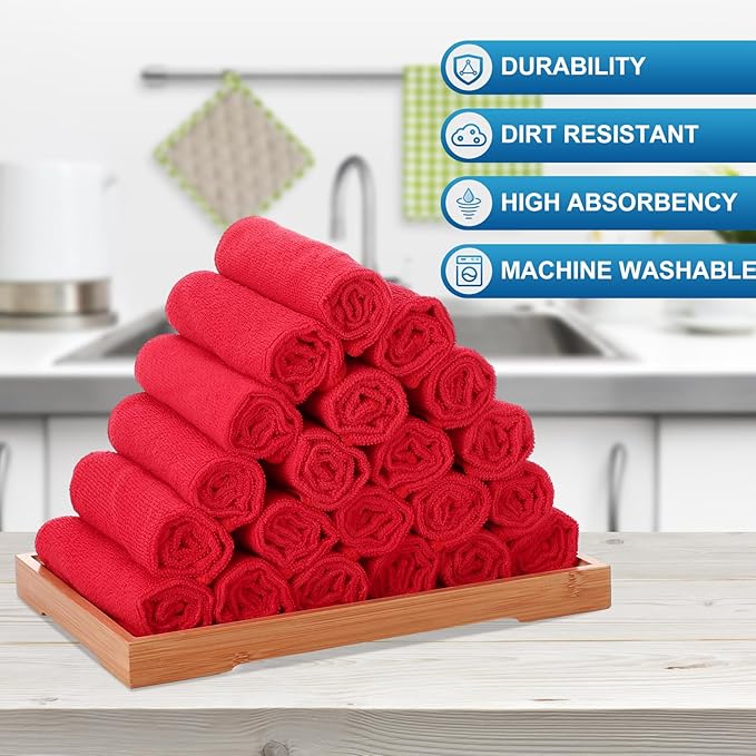 Tenare 100 Pack 12'' x 12'' Microfiber Cleaning Cloths Reusab...