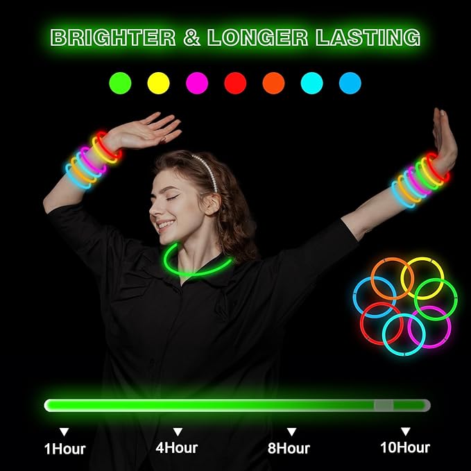 Ultra Bright Halloween Glow Sticks - 500PRO Party Pack with Connectors for Ch...