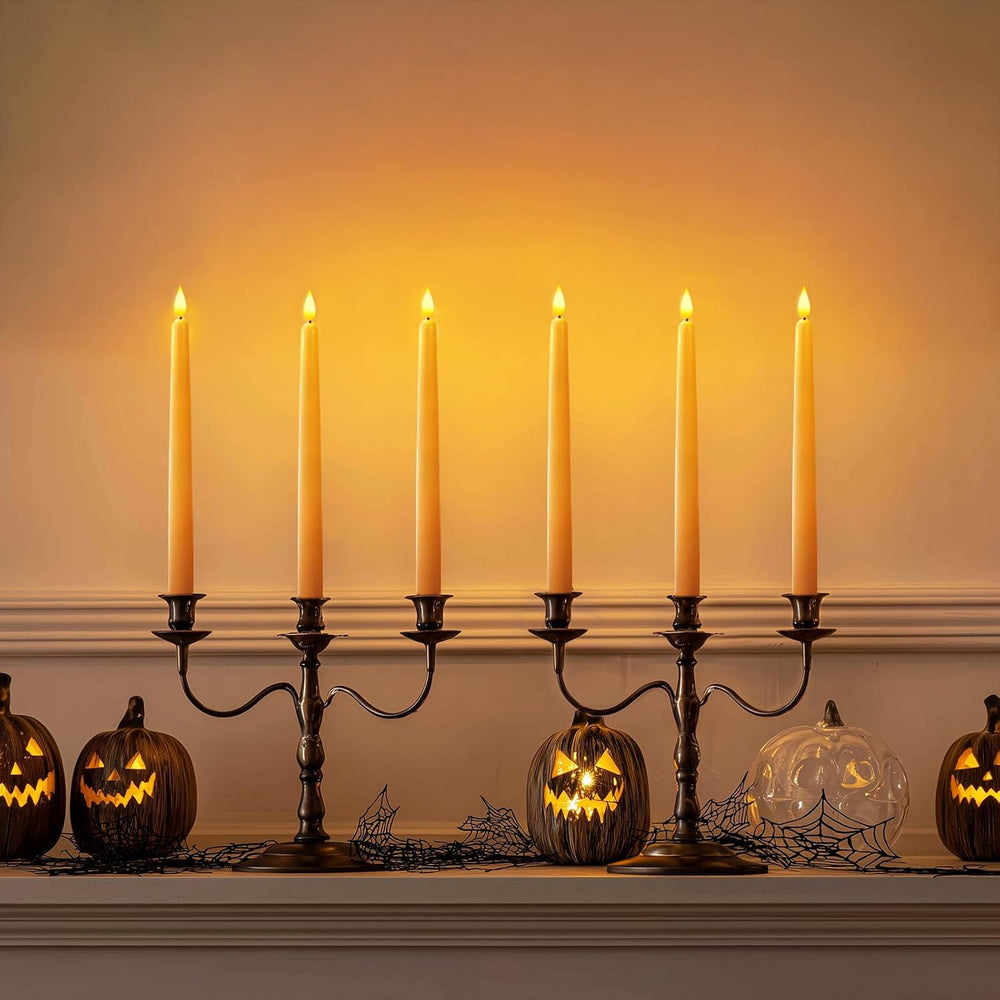 Homemory 12 Pcs Flameless Taper Candles with Remote Timer Dimmer, 11 inches O...