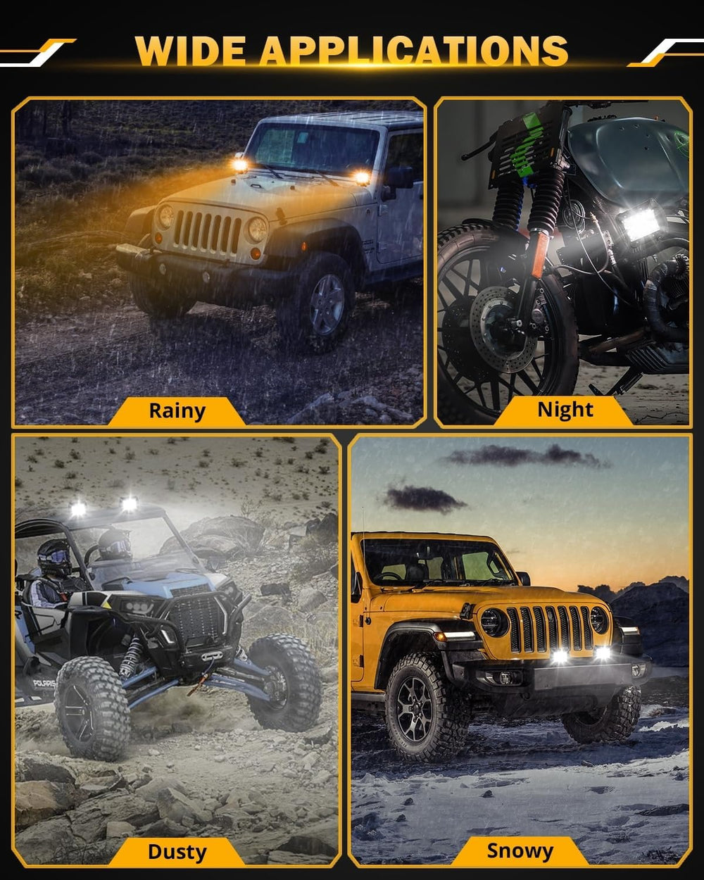 Auxbeam LED Pod Lights 120W 4 Inch Amber White Auxiliary Off-Road Light Bar