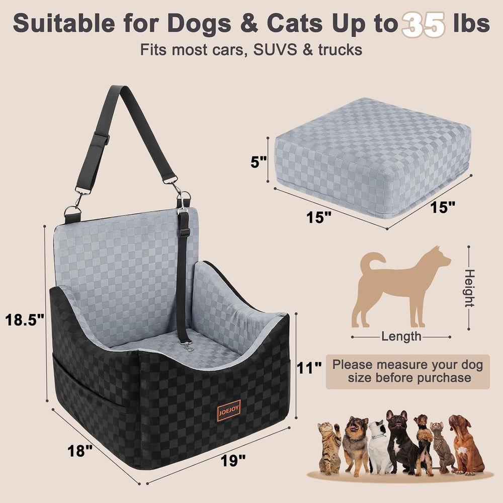 JOEJOY Elevated Dog Car Seat for Small/Medium Dogs up to 35 lbs, Memory Foam ...