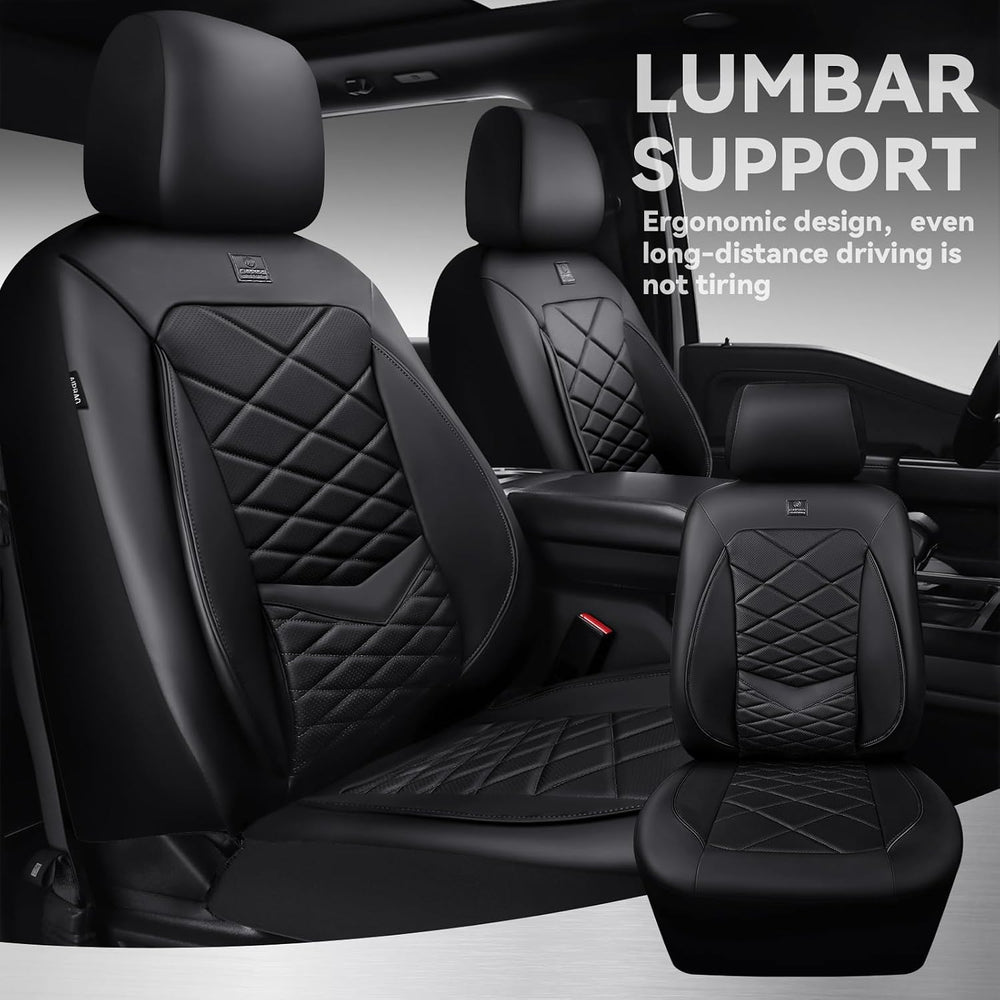 CAR PASS Luxury Nappa Leather Front Seat Covers, Waterproof 3D Foam Seat Cove...