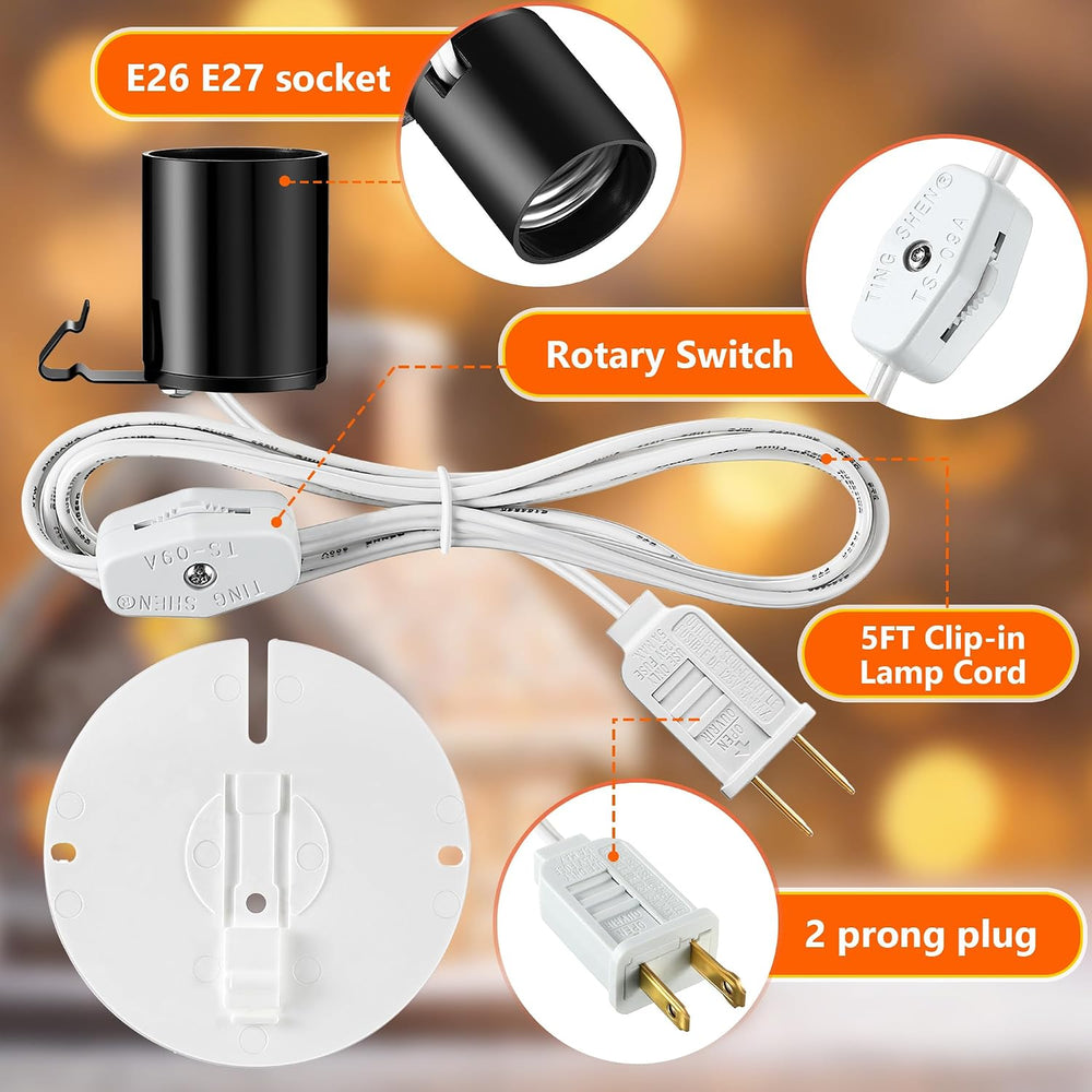 Meonum 4 Set Blow Mold Light Kit E26 E27 Socket, Cord with Switch and Plug