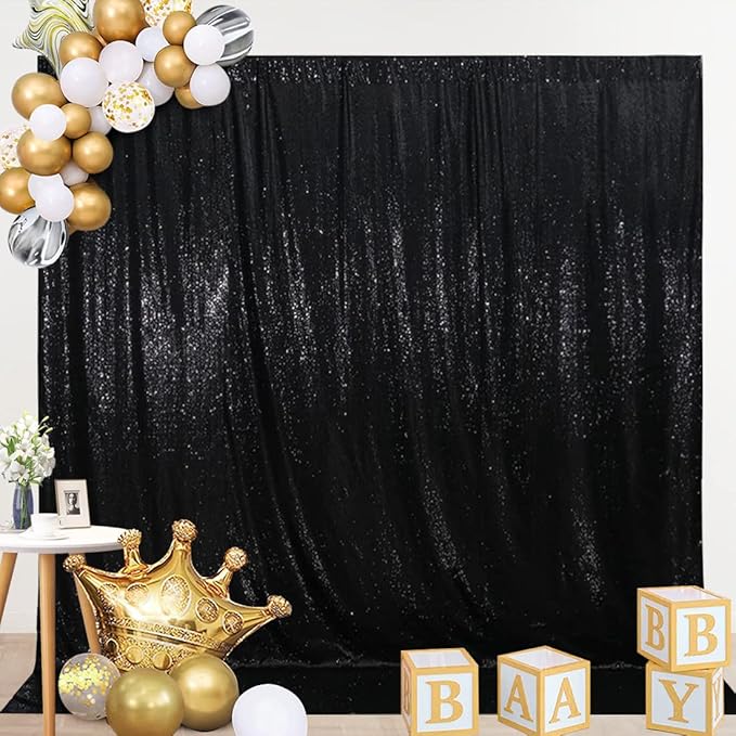 SquarePie Sequin BackdropLess See Through Thick Background Glitter Curtain fo...