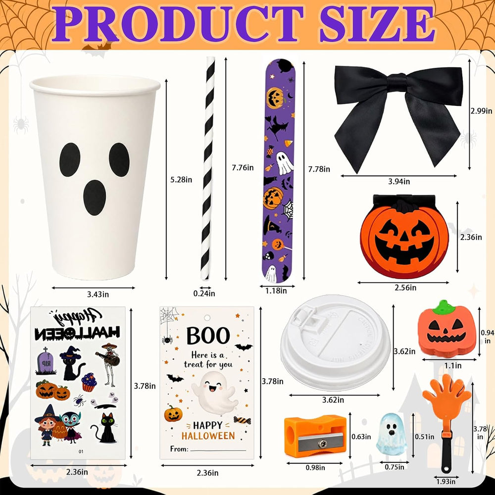 24PCS Halloween Classroom Favors Non Candy Bulk Lollipop Stationery Kit