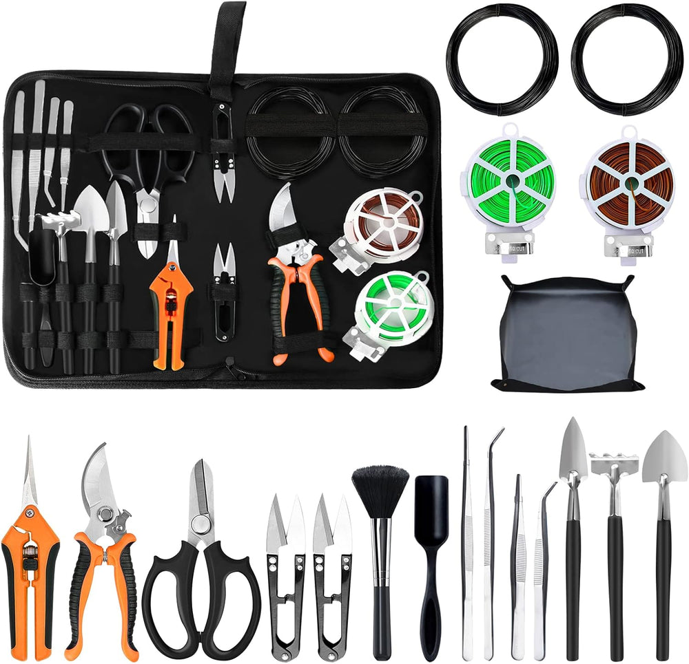 Bonsai Tools Set, 20 Pcs Gardening Succulent Tree Indoor Beginner Tool Kit, I...