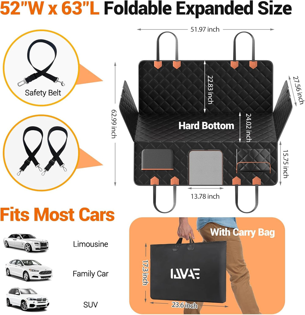 IJVAE Dog Seat Cover for Back Seat, Hard Bottom Back Seat Extender Holds 500 ...