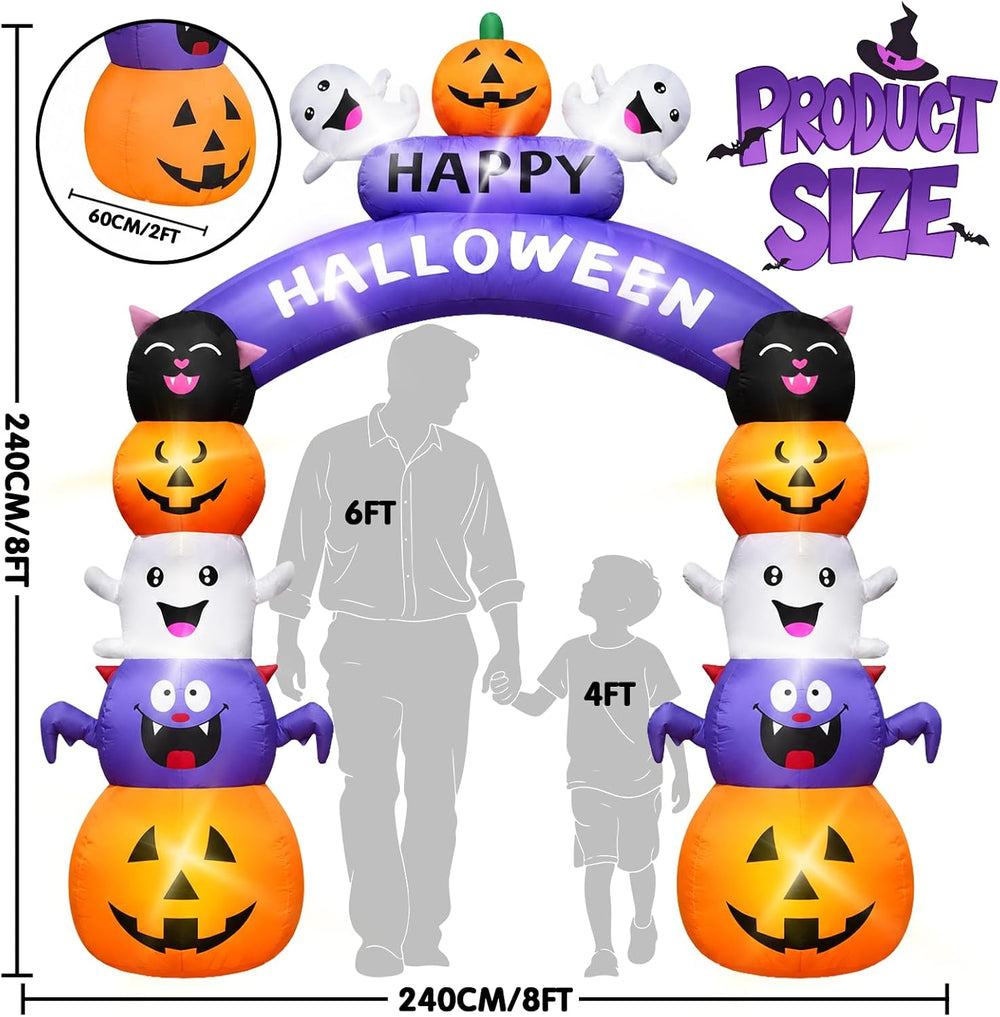 Halloween Inflatable Arch Cute Large Pumpkin Archway Blow Up Outdoor 8FT