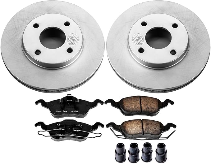 Power Stop CRK1358 Coated Brake Rotor and Ceramic Brake Pads- Front