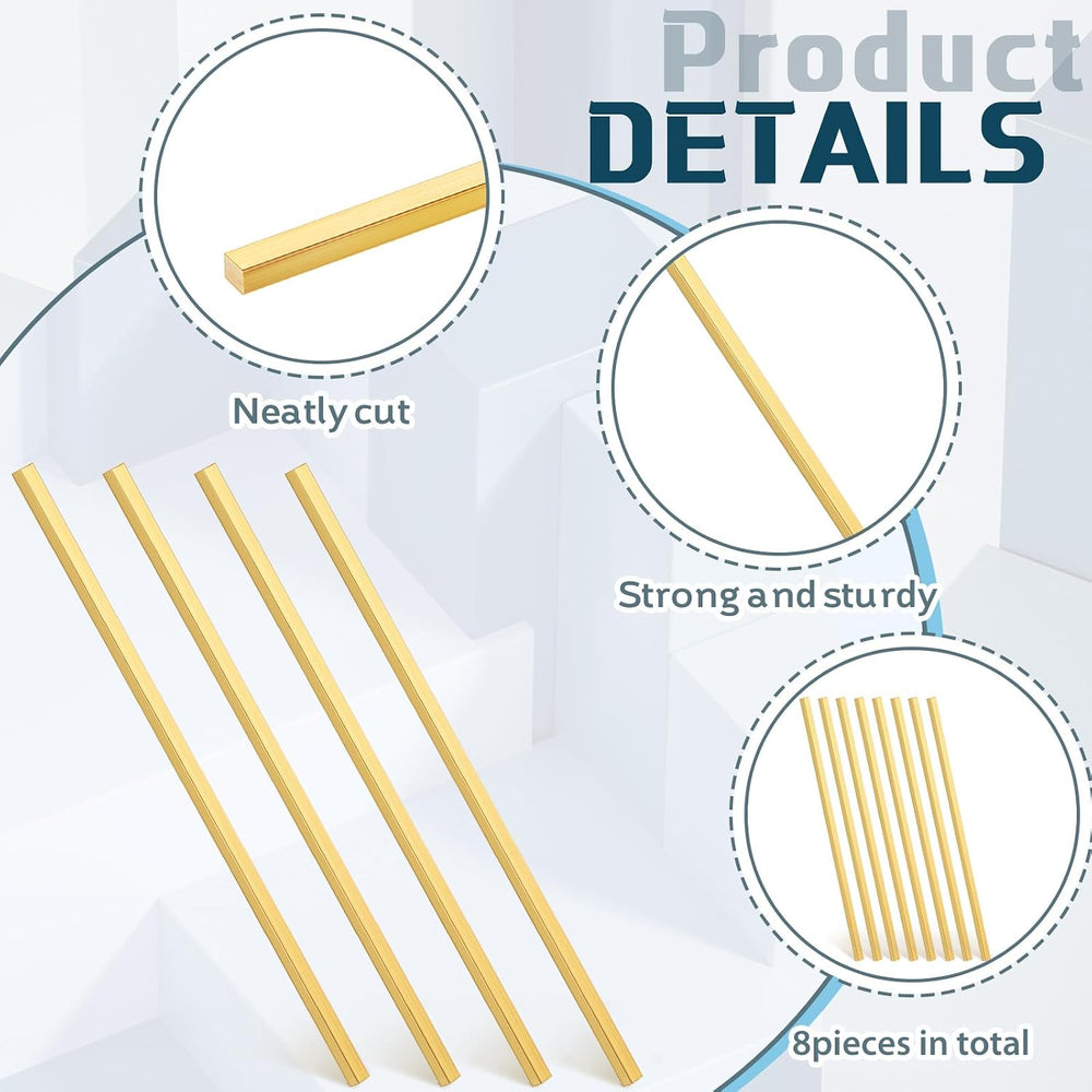 Hicarer 8 Pieces 1/4" x 1/4" C360 Brass Flat Bar Blank, 12" Lo...
