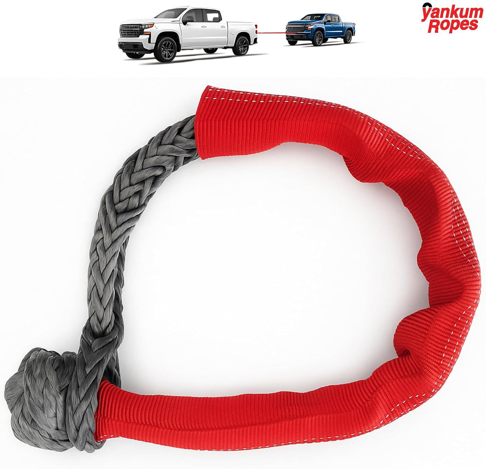 Yankum 7/16" Soft Shackle with Red Chafe Sleeve - Synthetic Recovery, He...