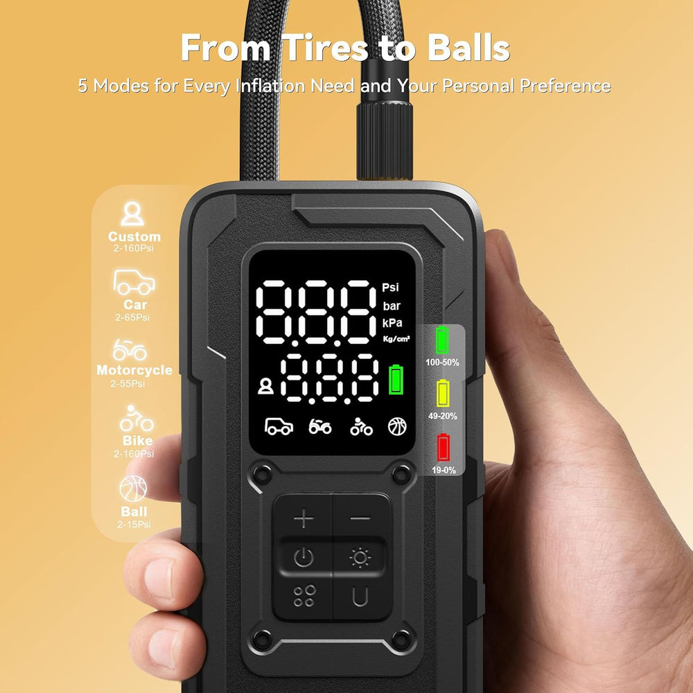 Tire Inflator Portable Air Compressor, Up to 160 PSI Car Tire Inflator, Cordl...