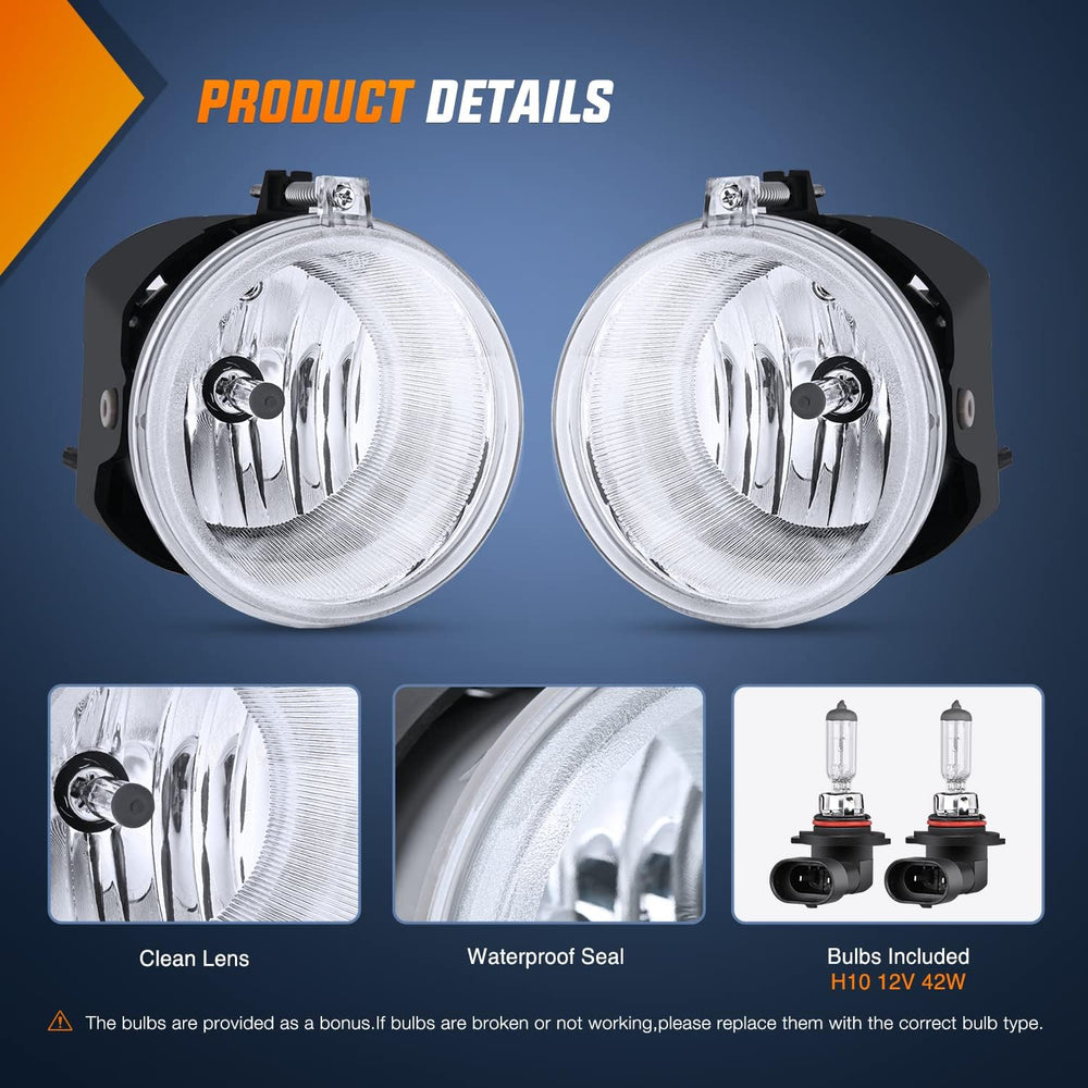 Nilight Fog Light Compatible with 2005 2006 2007 2008 2009 Dodge Dakota