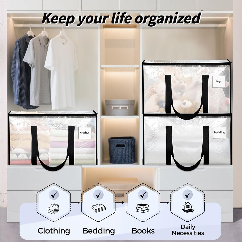 ukeetap 8 Pack Extra Large Clothes Storage Bins with Lids, Clear