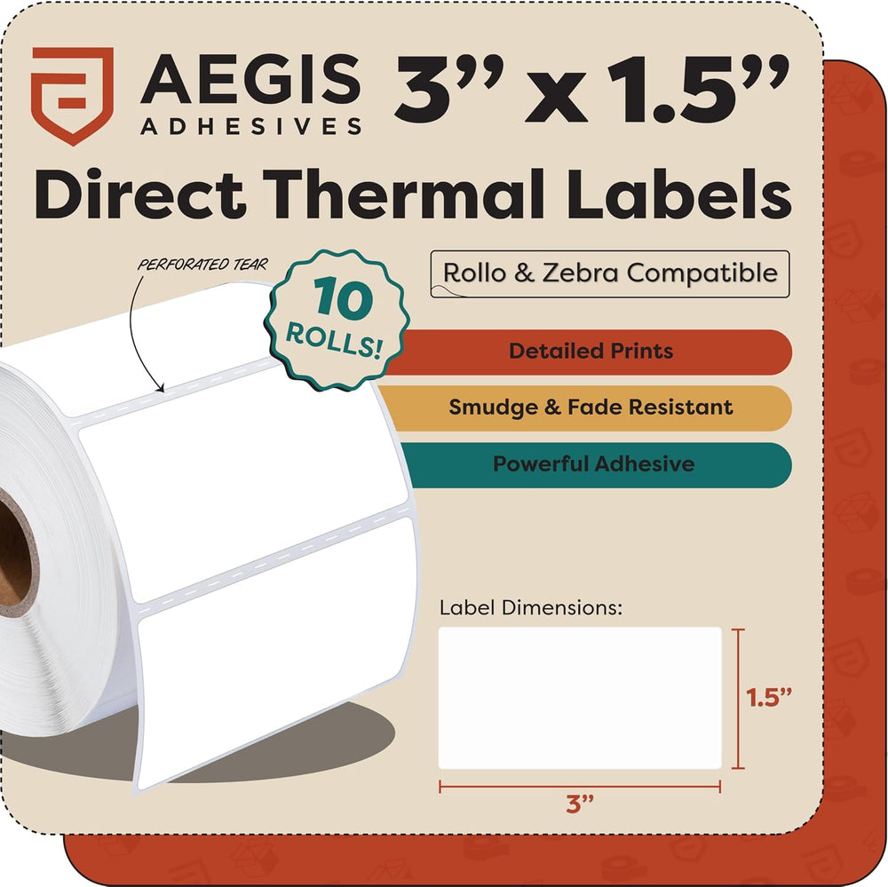 3" X 1.5" Direct Thermal Labels (9000 Count, 10 Rolls)