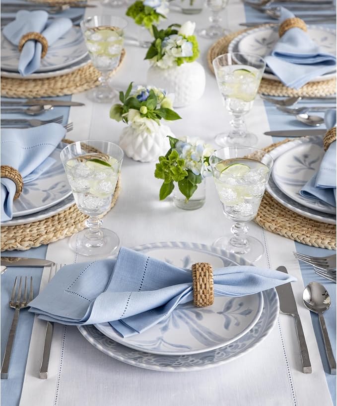 Solino Home Linen White Table Runner 120 Inches Long - 100% Pure Linen Hemsti...