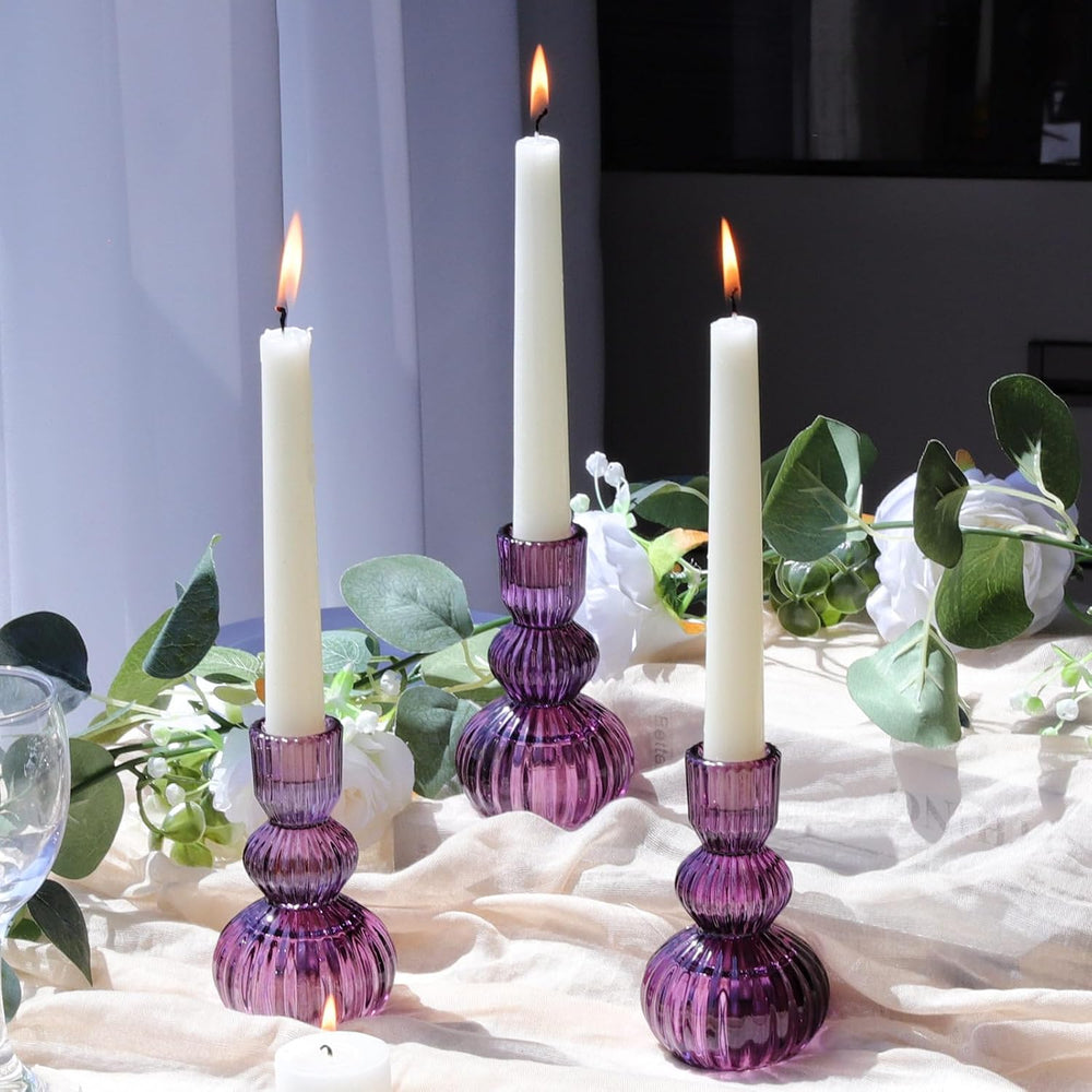 Woho Set of 6 Purple Taper Candle Holders 4.3" H for Halloween Decorations