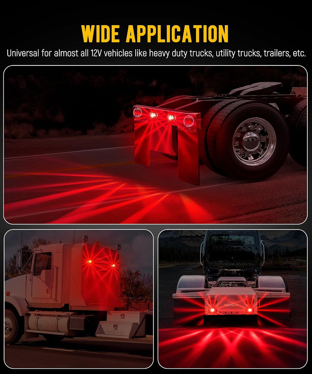 Partsam 2Pcs Red Glass Lens Watermelon Lights Kit LED Stop Turn Tail Lights w...