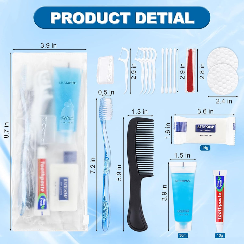 50 Pack Basic Toiletry Kits, Individually Packed, Personal Hygiene Kit