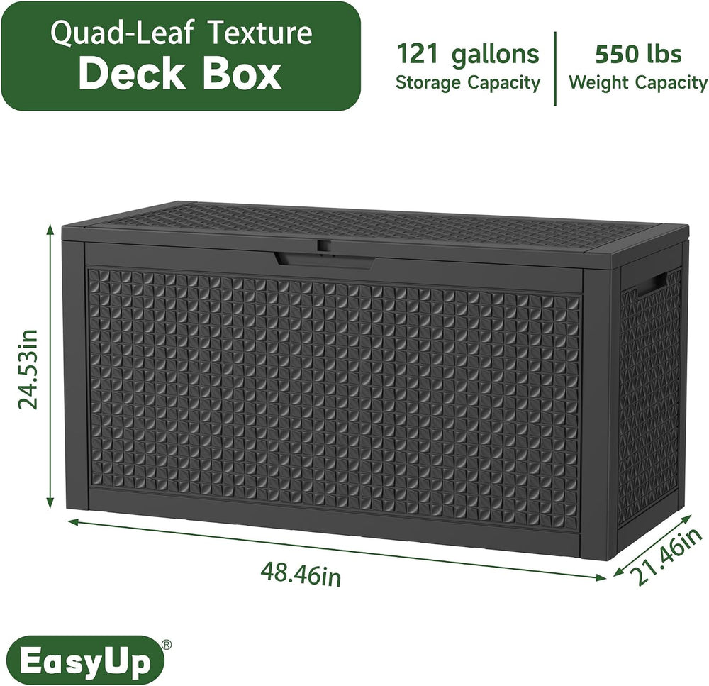 EasyUp 121 Gallon Outdoor Storage Box Waterproof, UV Resistant Resin Deck Box...