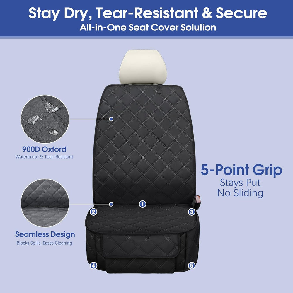 ALLANSING Front Seat Cover for Dogs with Side Flaps, Heavy Duty 900D Waterpro...