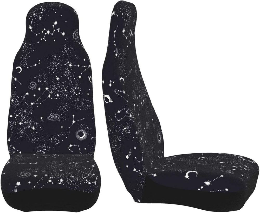 Car Seat Covers 2pc Front Seat Protector Cover Cushion Moon Space Planet Star...