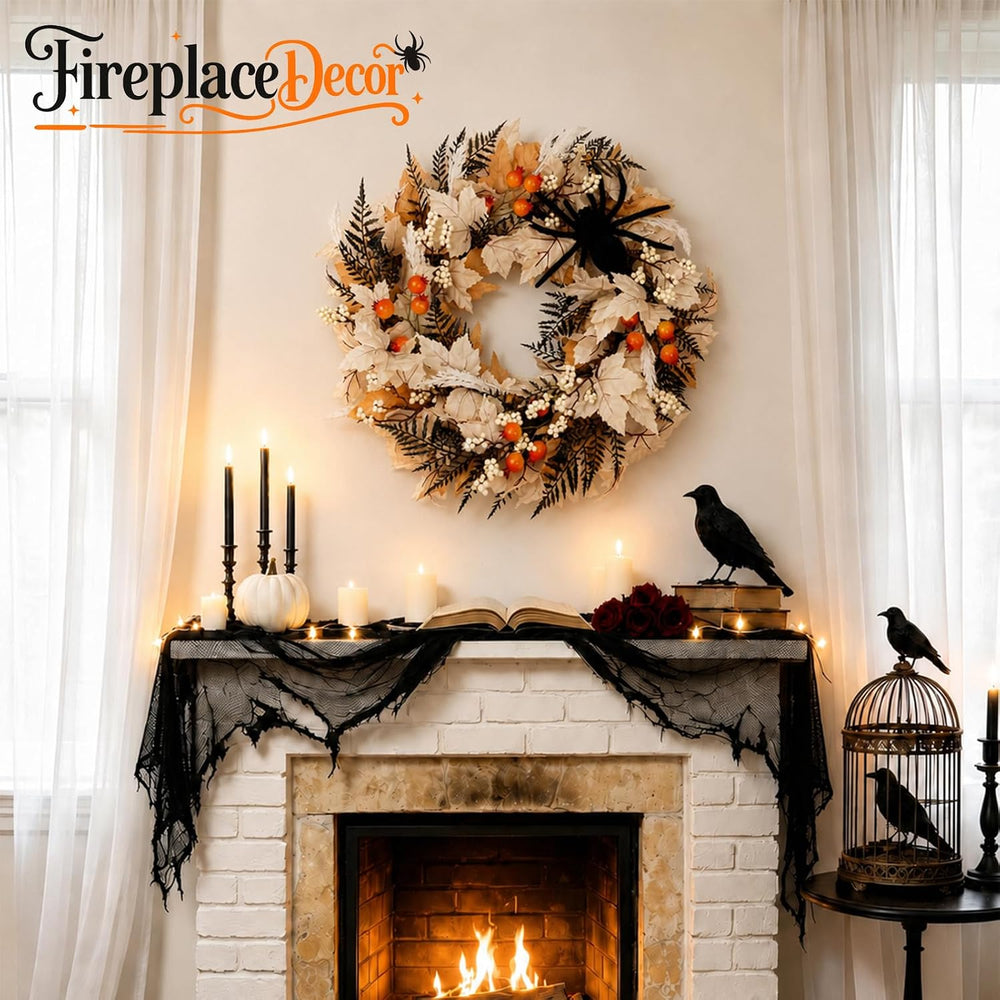 Yangrass 24" Wreath for Front Door with Spider, Fall & Halloween Hom...
