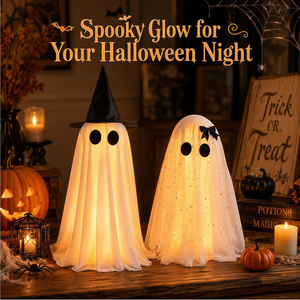2 Pack Halloween Decorations Indoor & Outsoor, Spooky Light Up Ghost with...