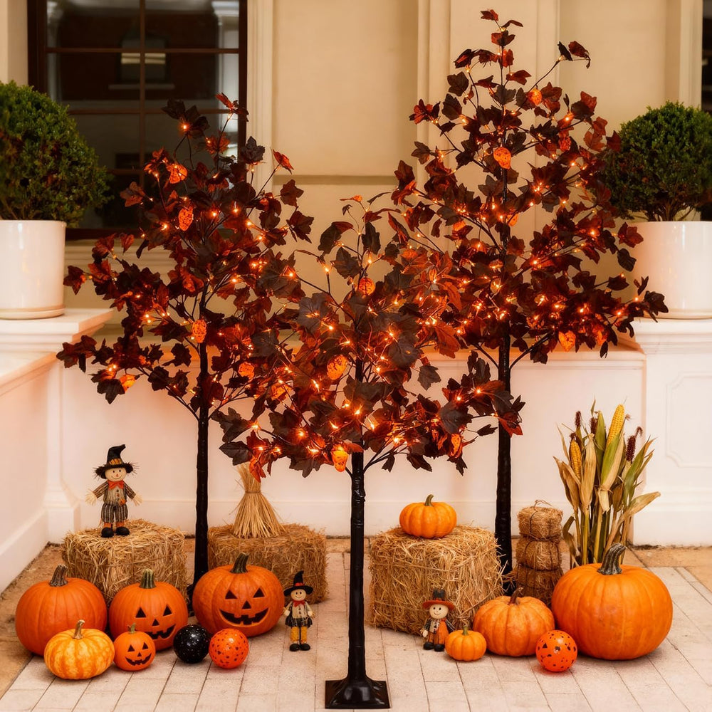 TYBEEU Halloween Decor Set – 4ft, 5ft & 6ft Black Maple Trees