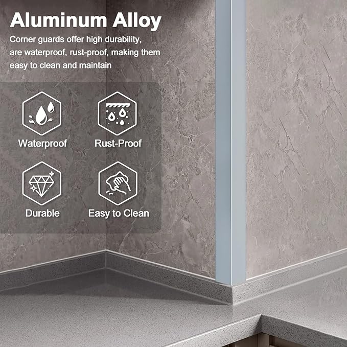4PCS 45" Aluminum Metal Corner Protectors, Self Adhesive Corner Guards