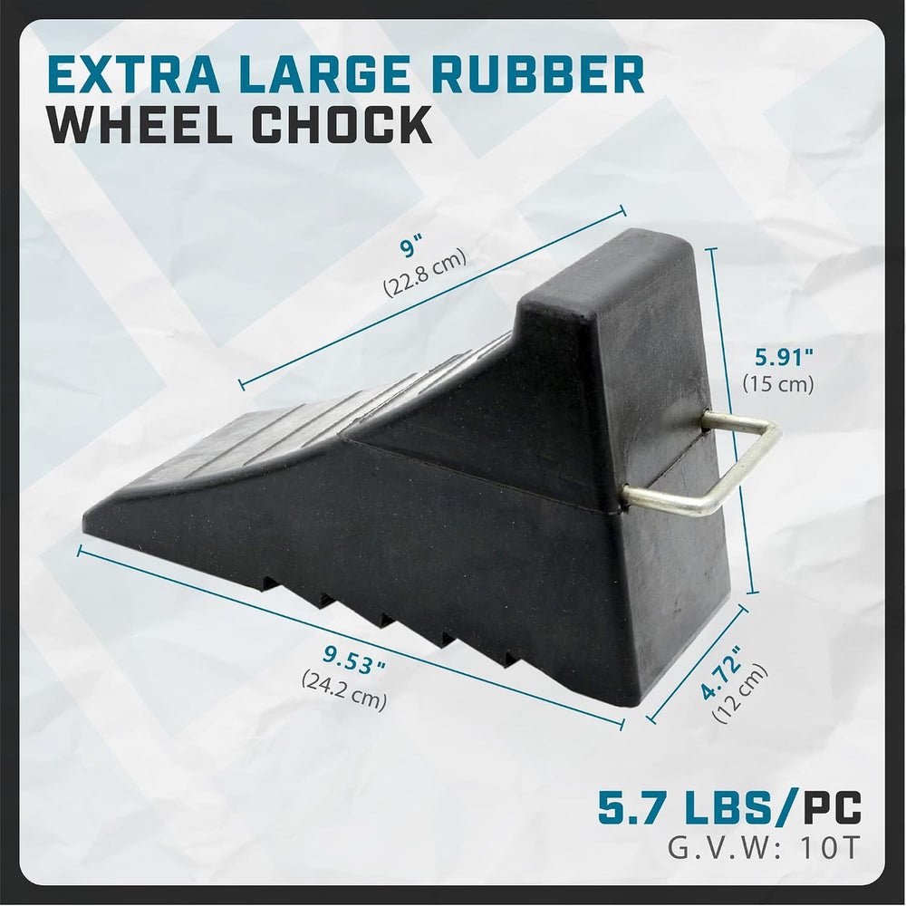 AFA Tooling - Heavy Duty Rubber Wheel Chocks w/Steel Tie Off Handles - RV Whe...