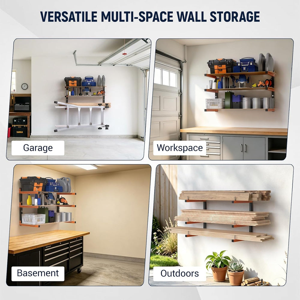 6 Pack Lumber Storage Rack, 9 Tier Folding Heavy Duty Shelving , 1980 LBS