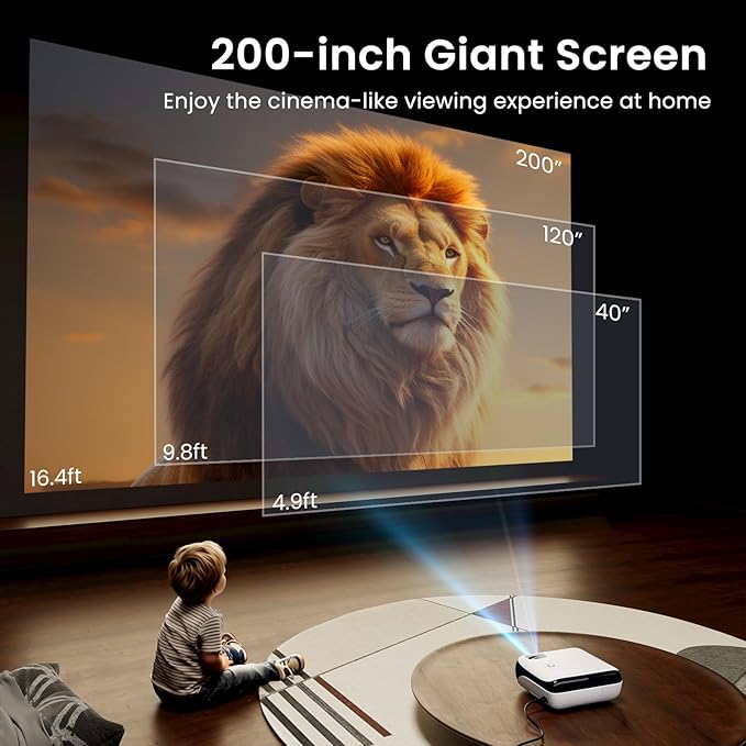 HAPPRUN Native 1080P Bluetooth Projector, Full HD Portable Outdoor Movie